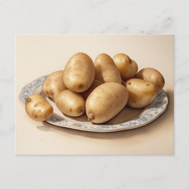 En flaska potatis på en skiva helg vykort (Framsida)