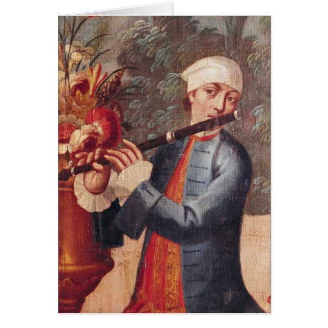 En Flautist, specificerar från en skärm Hälsningskort (Framsidan)