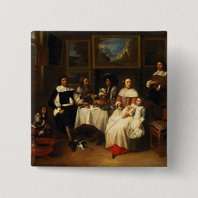 En Flemish familj på middagen Knapp (Framsida)