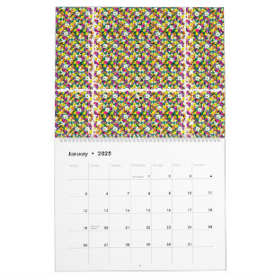 en flerfärgad bakgrund med fyrkanter och punkter kalender
