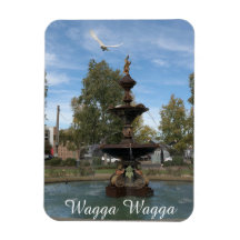 En flexibel magnet med ett foto av Wagga Wagga