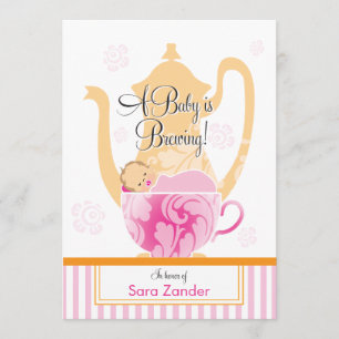 En flicka för baby showerTeaparty Inbjudningar