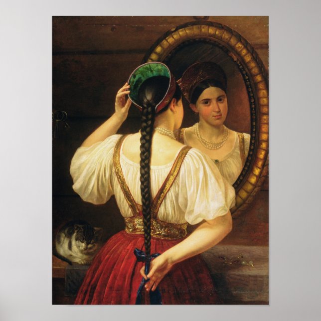 En flicka i spegel, 1848 poster (Framsidan)