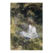 En flicka med blomma på Grass (1878)