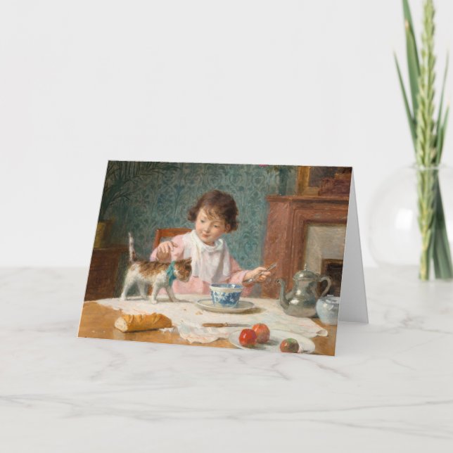 En flicka med en katt | Victor Gabriel Gilbert Kort (Framsida)