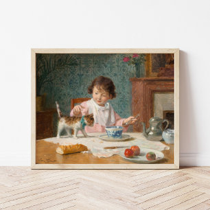 En flicka med en katt   Victor Gabriel Gilbert Poster