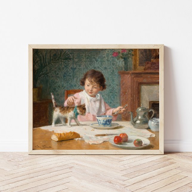 En flicka med en katt | Victor Gabriel Gilbert Poster (Skapare uppladdad)