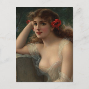 En flicka med en Poppy Vykort