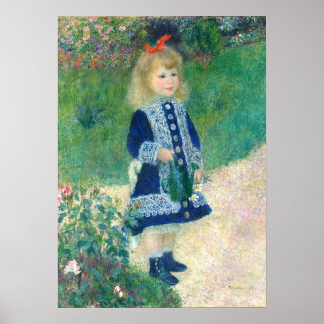En flicka med en vaktare kan Auguste Renoir Fine A Poster (Framsidan)