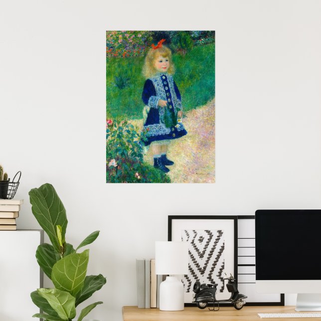 En flicka med en Watering Can av Pierre Renoir Poster (Hemmakontoret)