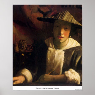 En flicka med flöjt av Johannes Vermeer Poster