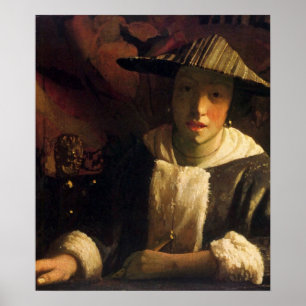 En flicka med flöjt av Johannes Vermeer Poster