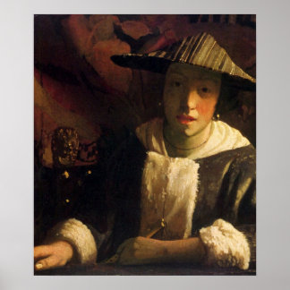 En flicka med flöjt av Johannes Vermeer Poster