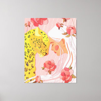 En flicka med leopard. canvastryck