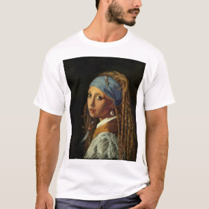 En flicka med pärlöronparodi t shirt