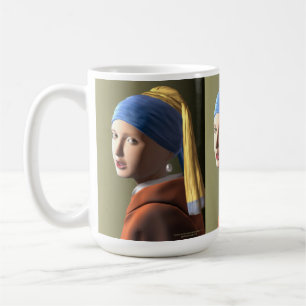 En flicka med pärlörring kaffemugg
