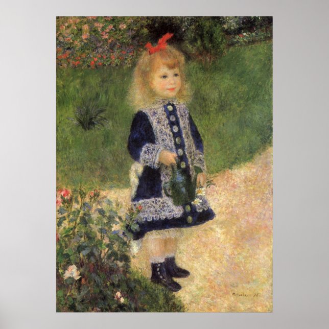 En flicka med Watering Can av Pierre Renoir Poster (Framsidan)