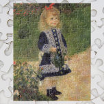 En flicka med Watering Can av Pierre Renoir Pussel<br><div class="desc">En flicka med en Watering Can (1876) av Pierre Renoir är en vintage imponsionism bra art-familjens porträtt-målning. Ett ungt barn kommer att växa upp för att bli en trädgårdsmästare eller landskapsvård! Hon är i en vacker blå klänning och bär en bog i sitt hår bredvid en ro bush i trädgården....</div>
