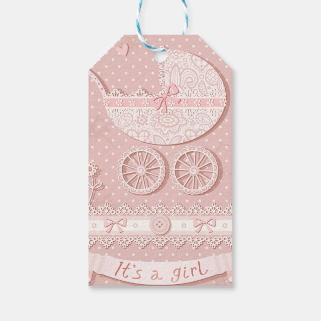 En flicka, nyfödd flicka-meddelande, födelse presentetikett (Baksidan)