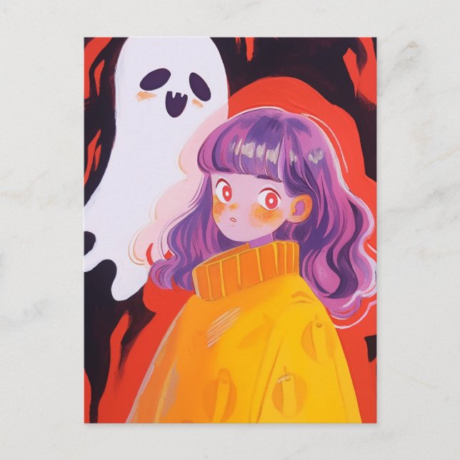 En flicka och en spöke vykort (Framsida)