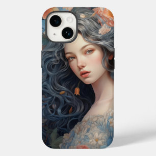 En flicka och Fullt av blommor iPhone 14 Fodral