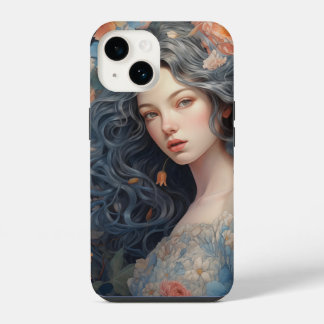 En flicka och Fullt av blommor iPhone 14 Fodral