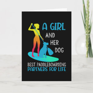 En flicka och hennes Hund bästa Paddleboarding Kort