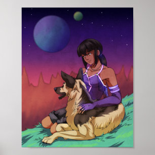 En flicka och hennes Hund i rymden Poster