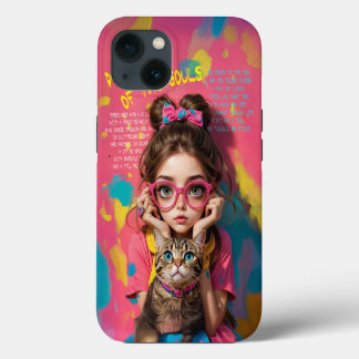 En flicka och hennes katt- Cute Anime Illustration
