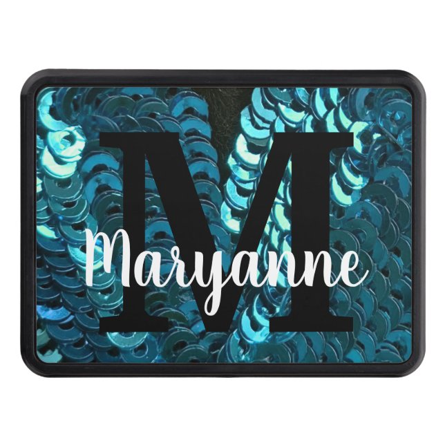 En flicka och hennes Lastbil moderna sequins Monog Dragkroksskydd (Framsidan)