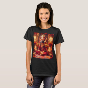 en flicka sitter framför en elefantstaty t shirt