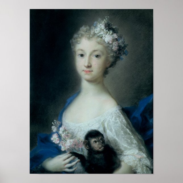 En flicka som håller en apa poster (Framsidan)