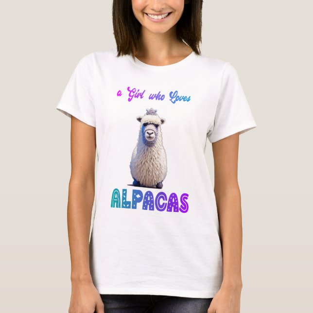 En flicka som Kärlek Alpacas med Wooly Alpaca T Shirt (Framsida)