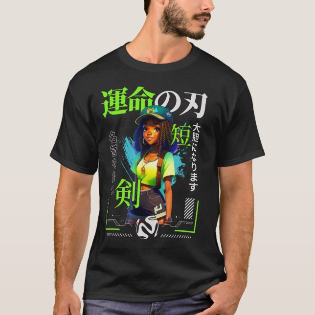 En flicka som Kärlek Anime Black Girl Game Älskare T Shirt (Framsida)