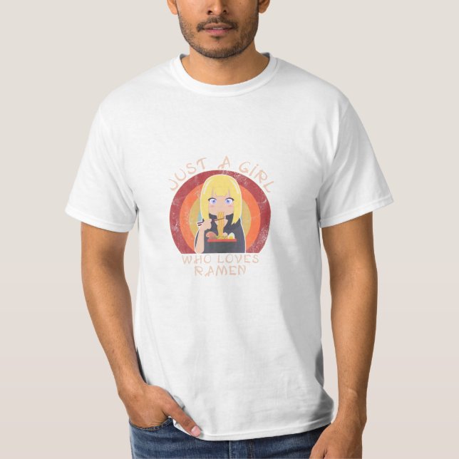 En flicka som Kärlek Anime och Ramen T Shirt (Framsida)