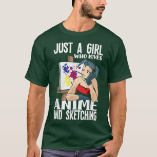 En flicka som Kärlek Anime och Sketching Funny Ani T Shirt
