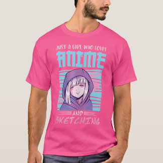 En flicka som Kärlek anime och skissar Teckning An T Shirt