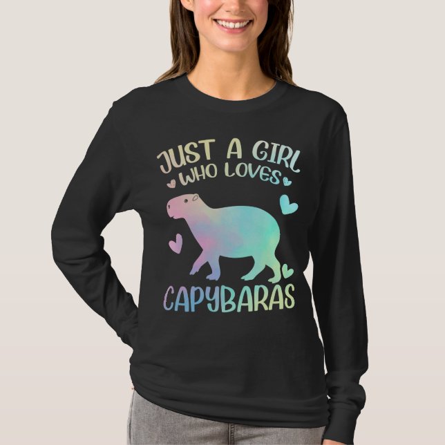 En flicka som Kärlek Capybaras T Shirt (Framsida)