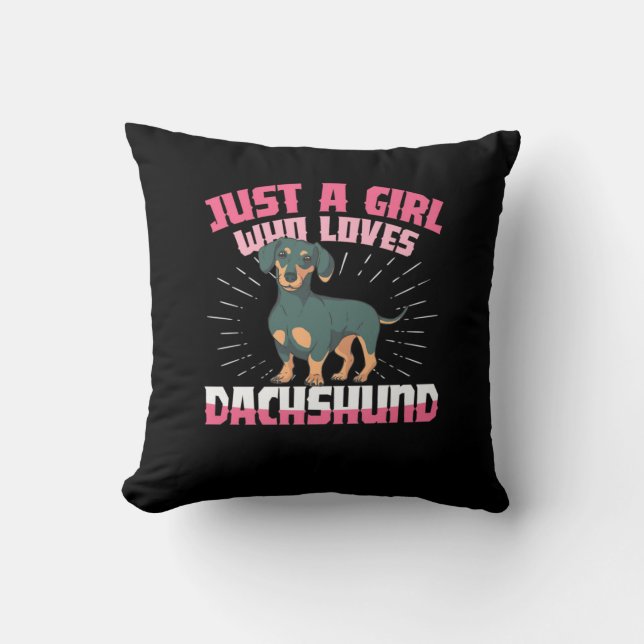 En flicka som Kärlek Dachshund Kudde (Framsida)