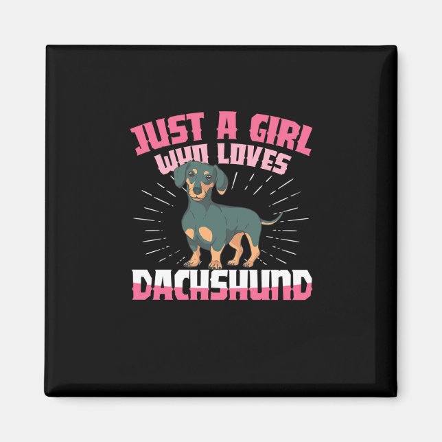 En flicka som Kärlek Dachshund Magnet (Framsidan)