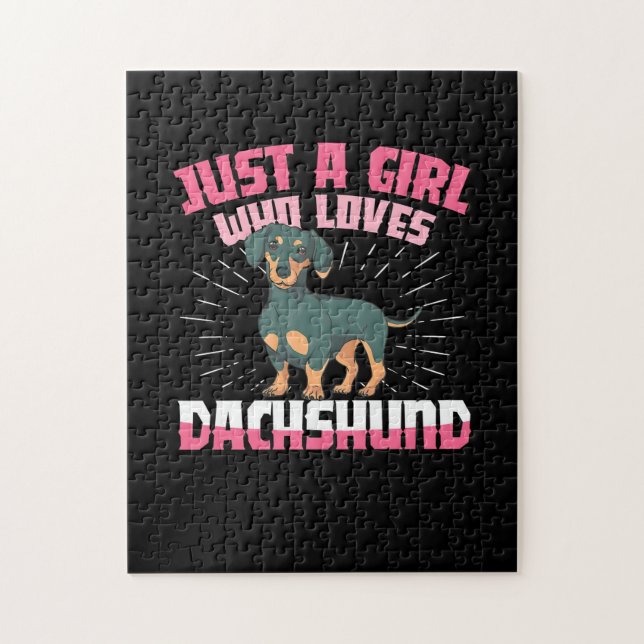 En flicka som Kärlek Dachshund Pussel (Vertikal)