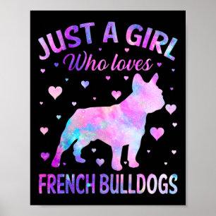 En flicka som Kärlek Fransk Bulldog Hund Roligt Pu Poster