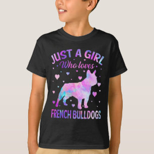 En flicka som Kärlek Fransk Bulldog Hund Roligt Pu T Shirt