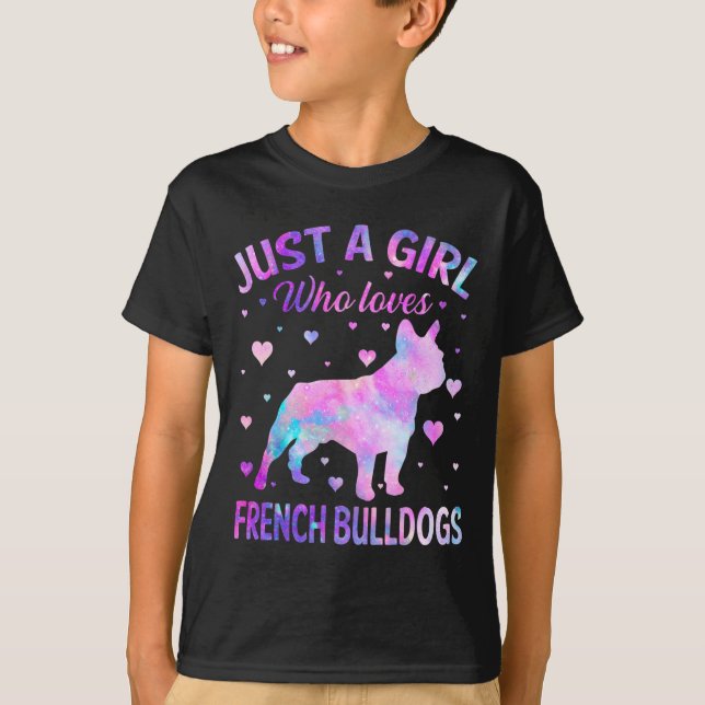 En flicka som Kärlek Fransk Bulldog Hund Roligt Pu T Shirt (Framsida)