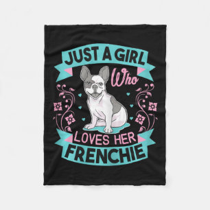 En flicka som Kärlek Hennes Frenchie Fransk Bulldo Fleecefilt