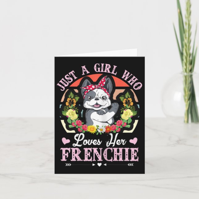 En flicka som Kärlek Hennes Frenchie Fransk Bulldo Kort (Framsida)