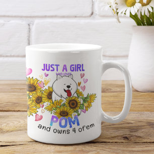 En flicka som Kärlek Pommern Blommigt Hund Kaffemugg