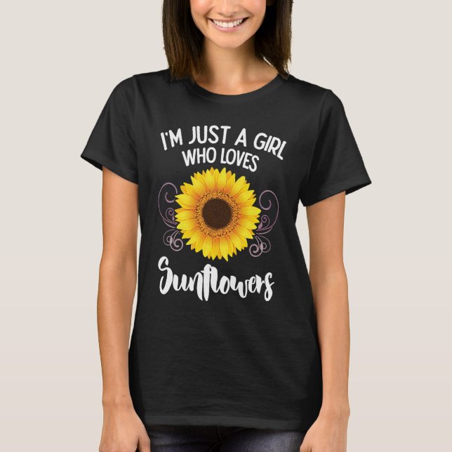 En flicka som kärlek solblommor sommar t shirt (Framsida)