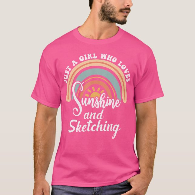 En flicka som Kärlek solsken och sketchning T Shirt (Framsida)