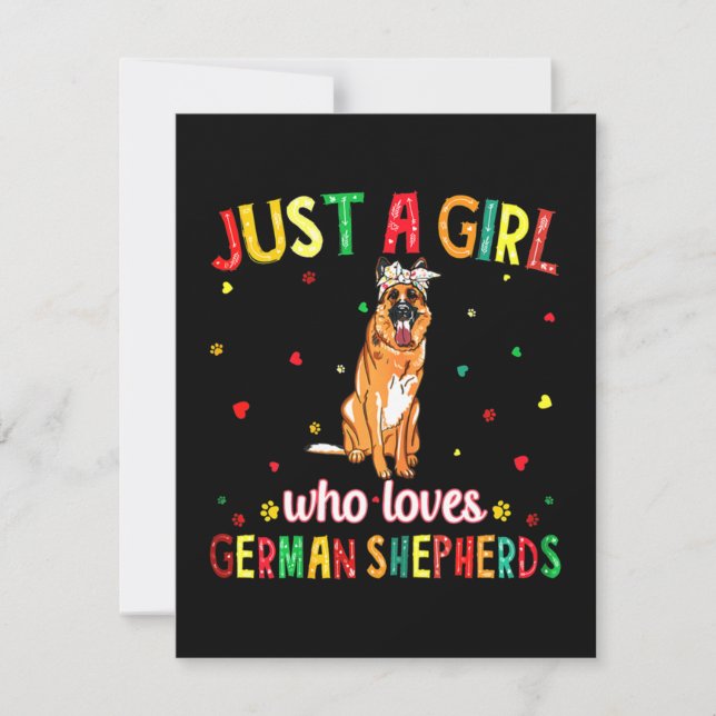 En flicka som Kärlek Tyska shepherds Hund Tack Kort (Framsida)